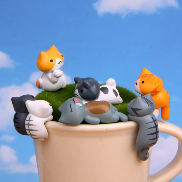 6Pcs/Set Cartoon Lucky pvc Cat - огляд і ціна Japan Bonsai Garden